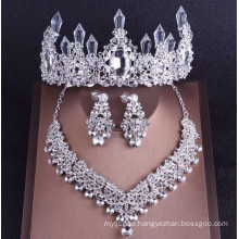 Tiara Necklace Earrings Wedding Bride Set Luxury Hair Accessories Sweet Alloy Rhinestone Headband for Women Girls Feast Photo